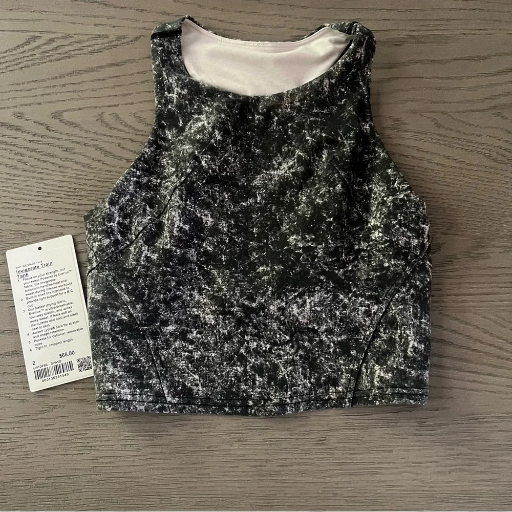 Lululemon Invigorate Training Tank Top Denim Wash Print White Opal 2